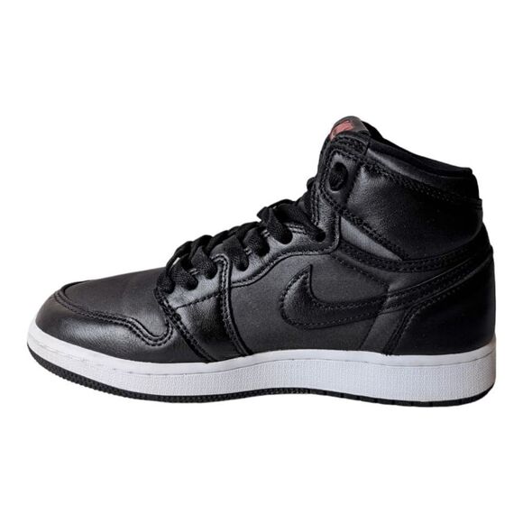 NWOB NIKE Air Jordan 1 Retro High 'Black Satin Gym Red Black' Sneakers Size 7 - Picture 6 of 9